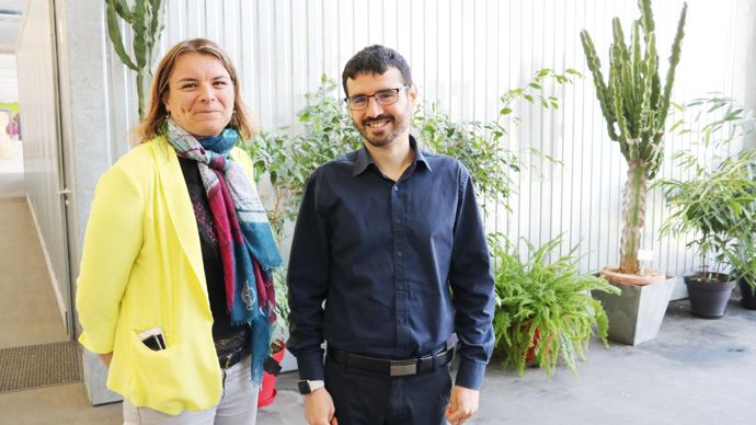 Guillaume Guépet, chef de marché fongicides pommes de terre, chez Corteva, au côté de Séverine Jeanneau, responsable filières. © B. CAILLIEZ